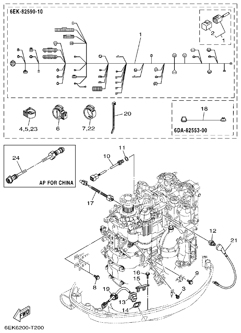 Yamaha F115B, FL115B, FL115BET ELECTRICAL 5 parts diagram